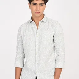 MYLANA Men Classic Fit Floral Printed Spread Collar Cotton Casual Shirt-image-91