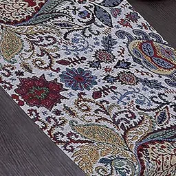 PRAKARTIK Set of 6 Blue & Red Floral Printed Rectangular Cotton Table Placemats and Runner image 3