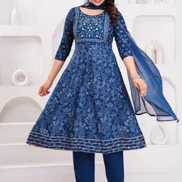 SHALIG Women Floral Printed Regular Kurta with Trousers & With Dupatta-picture-43