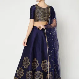 studio rasa Printed Block Print Ready to Wear Lehenga & Blouse With Dupatta-27
