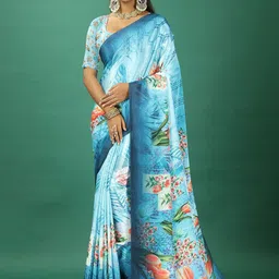 A.V.M. SILK MILLS Women Floral Printed Pure Crepe Saree-image-99