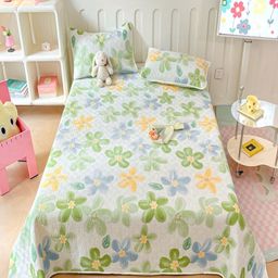 JC HOME White & Green Printed Pure Cotton Double Queen Bed Covers 2 x 1.8 m-14