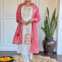 KALINI Women Ethnic Motifs Embroidered Kurta with Trousers & Dupatta-picture-52