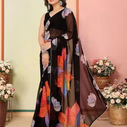VAIRAGEE Floral Poly Georgette Ready to Wear Saree-23