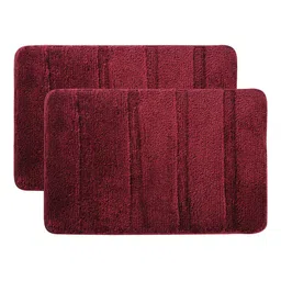 Kuber Industries Maroon 2 Pieces Anti Skid Mat For Bathroom-99