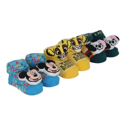 Yellow Bee Infant Boys Pack Of 3 3DPatterned Cotton Ankle Length Socks image 5