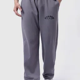 FUAARK Laidback Relaxed Fit PollyCotton Premium Gym Workout & Casual Dark Grey Track Pant-32