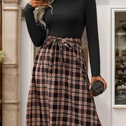 StyleCast x Revolte Checked A-Line Dress-9