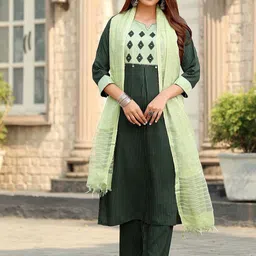 MITTOO Women Ethnic Motifs Printed Regular Kurta with Trousers & With Dupatta-15