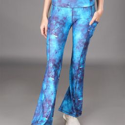 The Dance Bible Printed High-Rise Antimicrobial Flared Yoga Tights With 2 Side Pockets-image-102