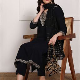 Moda Rapido Women Ethnic Motifs Embroidered Regular Thread Work Kurta with Trousers & With Dupatta-picture-13