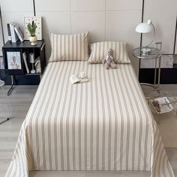 JC HOME Off White & Grey Striped Cotton 220 TC King Size Bedsheet Set 2.0 m x 2.20 m-image-66