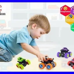 New_Set of 4 Unbreakable Friction Powered Mini Monster Trucks Big Rubber Tires-picture-13