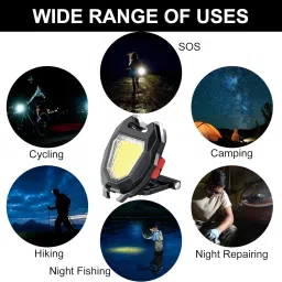 cartspace Portable Bright LED Keychain COB Light with 6 Lighting Modes & Cigar Lighter LED Front Light image 4