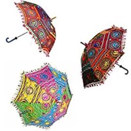 Sun Protection Rajasthani Handicraft Walking Stick( Multicolour Umbrella for Decoration) Umbrella-11