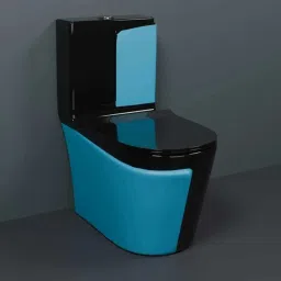 Premium Quality C019 Premium Quality Shining Black commode with Blue Matt Finish and Round Flush Western Commode-14