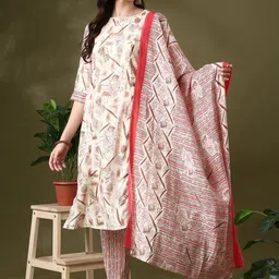 Anouk Women Printed Regular Chanderi Silk Kurta with Trousers & With Dupatta-19