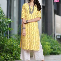 Moda Rapido Selection Of 2 Leheriya Printed Round Neck Straight Kurtas-image-32