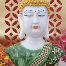 Aura Green & White Lord Buddha Idol Showpiece-image-72