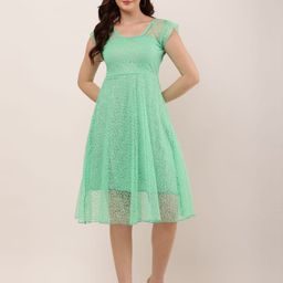 Mast & Harbour Women Self Design Fit & Flare Mini Dress-image-37