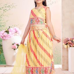 Aarika Girls Embellished Mirror Work Ready to Wear Lehenga & Blouse With Dupatta-picture-20