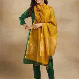Fabindia Tasselled Border Zari Cotton Silk Dupatta-picture-54