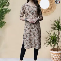HERE&NOW Selection Of 2 Floral Printed Round Neck Straight Kurta-image-68