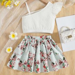 YK Girls Printed Top With Skirt Clothing Set-image-106