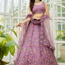 panchhi Floral Embroidered Sequinned Semi-Stitched Lehenga & Unstitched Blouse & Dupatta-21