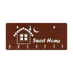 SEHAZ ARTWORKS Brown Wooden 7 Hooks Wall Key Holder-48