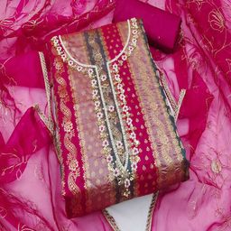 ASISA Embroidered Art Silk Unstitched Dress Material-image-67