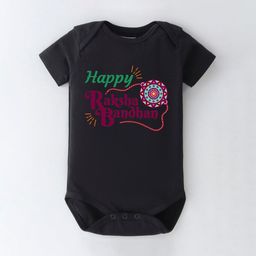 BLUSHES Infants Happy Raksha Bandhan Printed Pure Cotton Half Sleeves Bodysuit-image-70