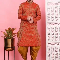 Sydney Heights Men Regular Thread Work Kurta with Dhoti Pant-picture-9