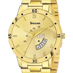 SPENCHER Men Stainless Steel Straps Analogue Watch SMW 494GP Half Circle Golden DD-40
