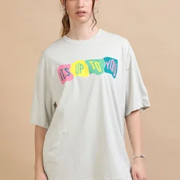 MORSE CODE Graphic Printed Oversized Pure Cotton T-shirt-image-5