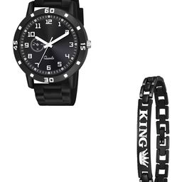 CSAMON Men Dial & Bracelet Style Straps Analogue Watch Aeviyo 1001BLK NEW PU K Bracelet-image-85