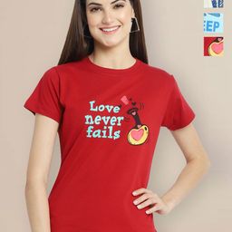 Metronaut Women Typography 3 Printed Applique T-shirt-image-43