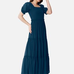 Krunal Raiyani Women Bell Sleeve Applique Georgette Fit & Flare Maxi Dress-picture-31