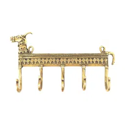 IndianShelf Gold Toned Cow Textured Brass Wall Hook-image-61