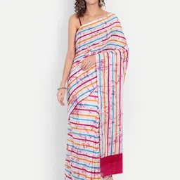 JAIPURI PRINT Striped Pure Cotton Block Print Saree-8