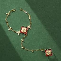 TEEJH Women Handcrafted Gold-Plated Ring Bracelet-45
