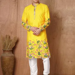 TRYBUY.IN Men Ethnic Motifs Printed Chikankari Indie Prints Kurta-48