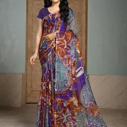 Garden Vareli Abstract Printed Pure Chiffon Saree-picture-16