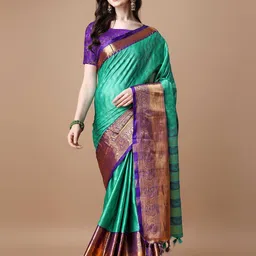 LeeliPeeri Designer Women Woven Design Zari Saree With Unstitched Blouse Piece-picture-19