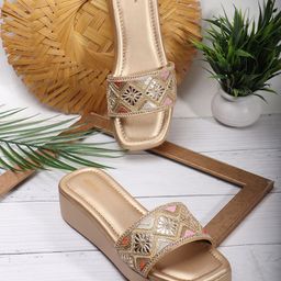 Anouk Embellished Ethnic Wedge Sandals-50