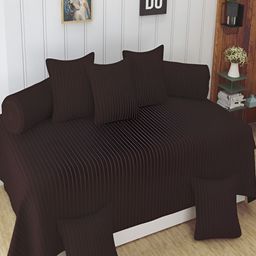 Aura Brown & White 8 Pieces Striped Diwan Set-22
