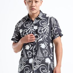 THE BEETEL HOUSE Floral Printed Spread Collar Shirt-image-31