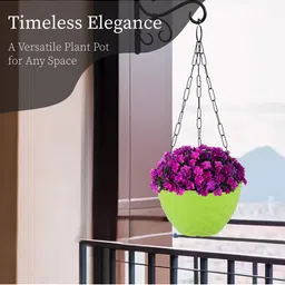 Kuber Industries 2-Pcs Red & Green Textured Hanging Planters image 4