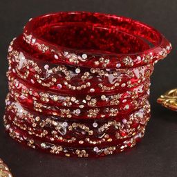 LAVAZZA Set Of 6 Crystal & Zircon-Studded Antique Bangles-image-89