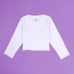 KiddoPanti Girls Pure Cotton Round Neck Crop T-shirts-picture-2